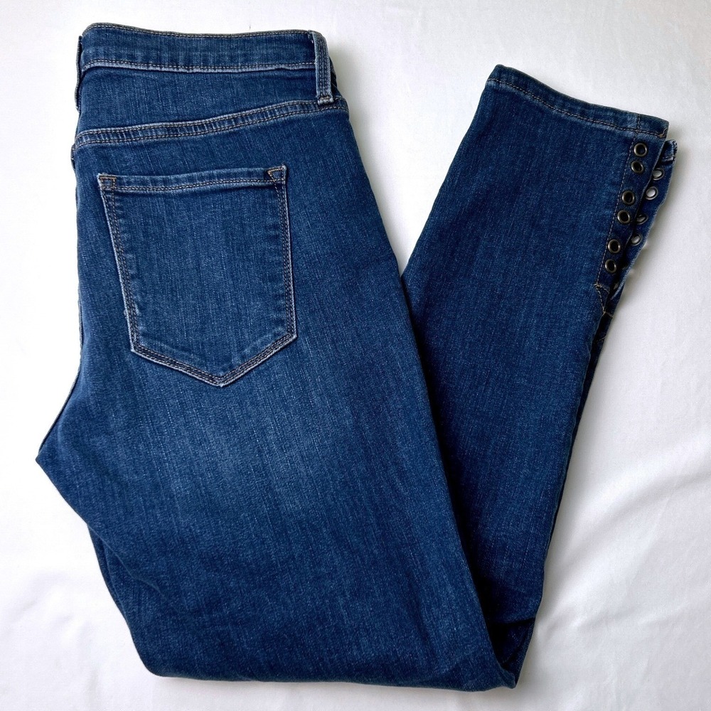 Banana Republic Women Mid Rise Skinny Jeans Blue Size 29/8 Grommet Ankle Stretch